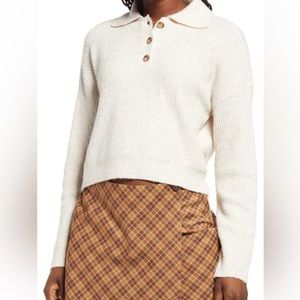 BP Rib Long Sleeve Polo Sweater SZ MED
